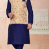 KPD2062_Blue_Kurta_Pyjama_Set_With_Designer_Golden_Jacket_Koti_and_Pocket_Square.jpg