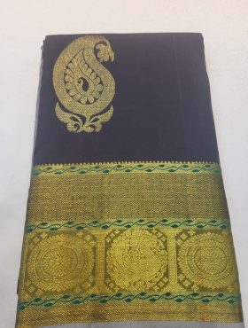 Black Kanjeevaram Silk Green Gold 1