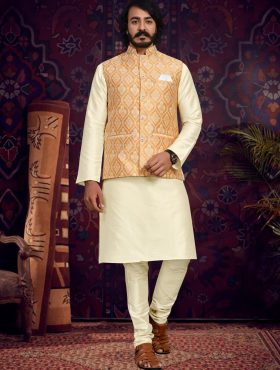 KPD2022_Cream_Kurta_Pyjama_Set_With_Designer_Golden_Floral_Jacket_Koti_and_Pocket_Square.jpg