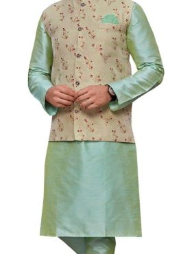 KPD2060_Light_Green_Kurta_Pyjama_Set_With_Designer_Beige_Jacket_Koti_and_Pocket_Square.jpg