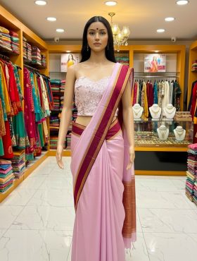 pink saree corset