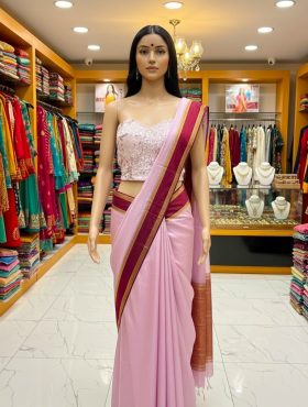 pink saree corset